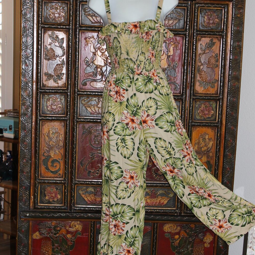 Japna Smocked Ruffle Tropical Culotte Jumper